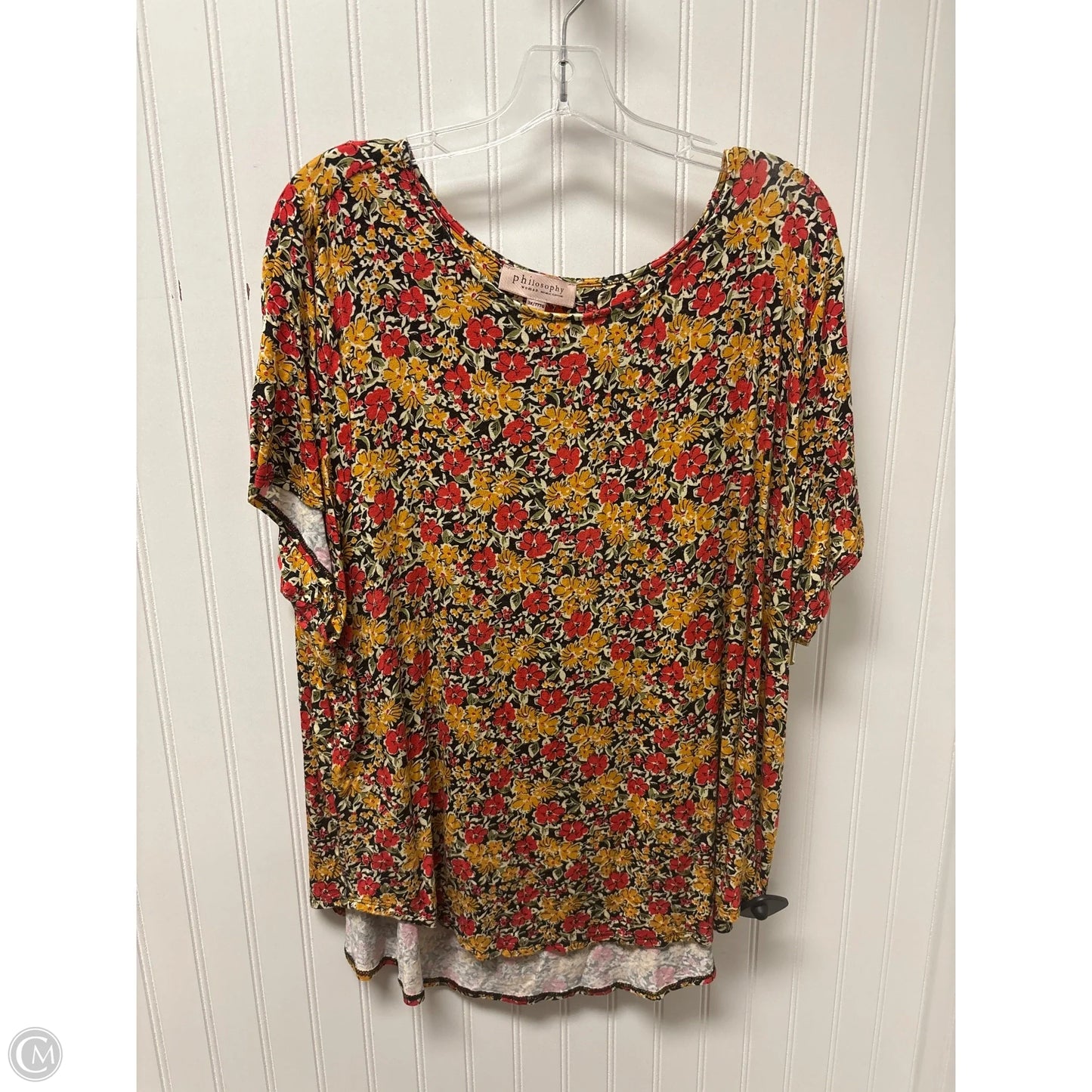 Top Short Sleeve By Philosophy In Floral Print, Size: 3x