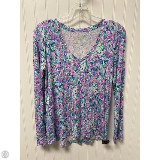 Top Long Sleeve Designer By Lilly Pulitzer In Blue & Purple, Size: S