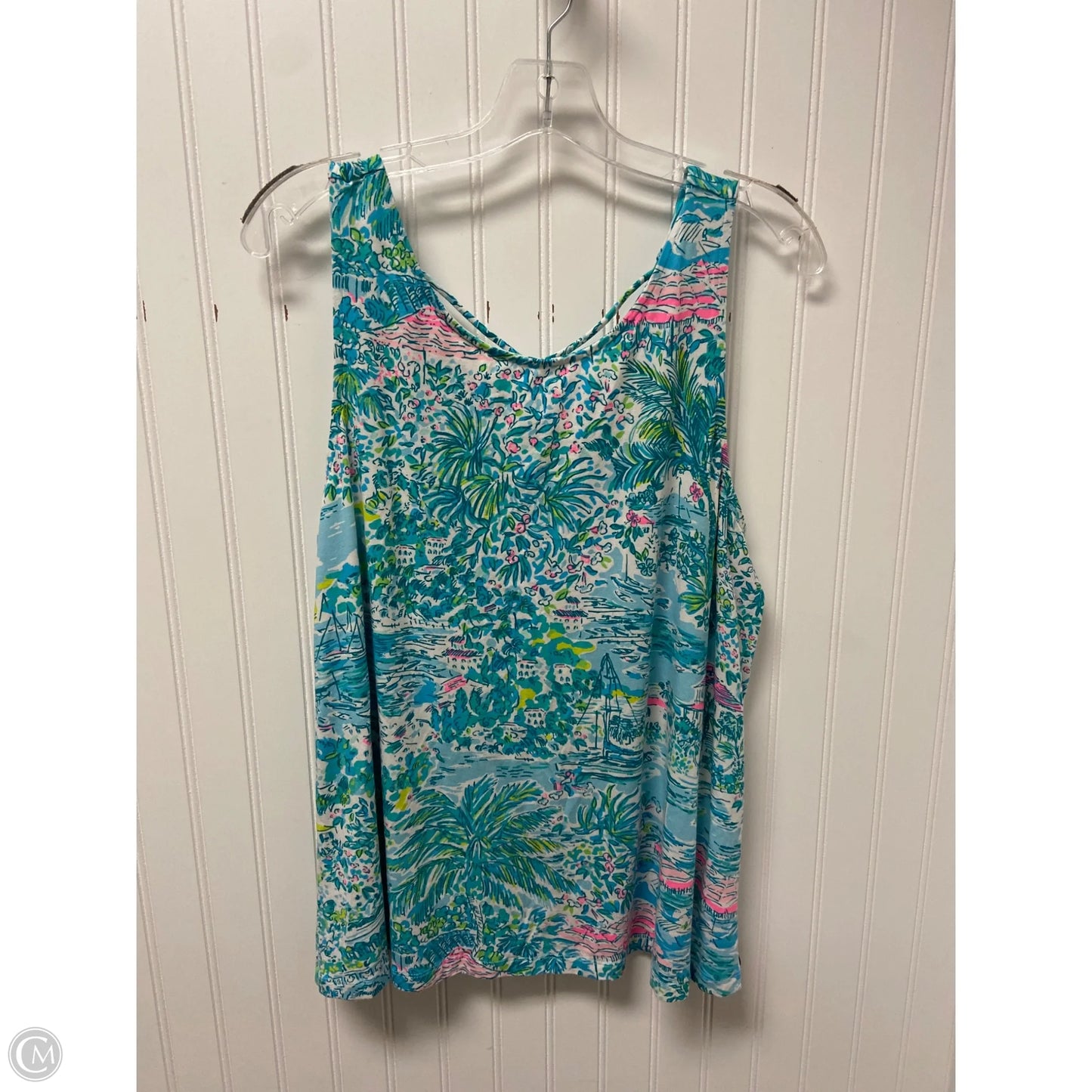 Top Sleeveless Designer By Lilly Pulitzer In Blue & Pink, Size: Xl