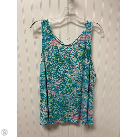 Top Sleeveless Designer By Lilly Pulitzer In Blue & Pink, Size: Xl