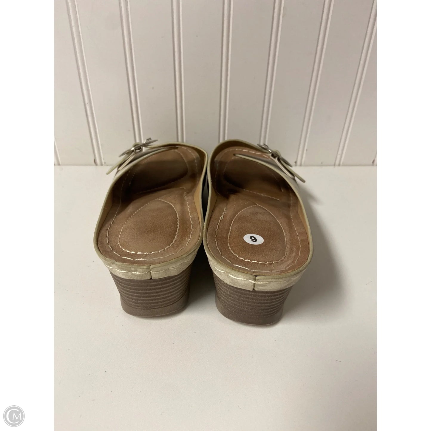 Sandals Heels Wedge By Clothes Mentor In Beige, Size: 9