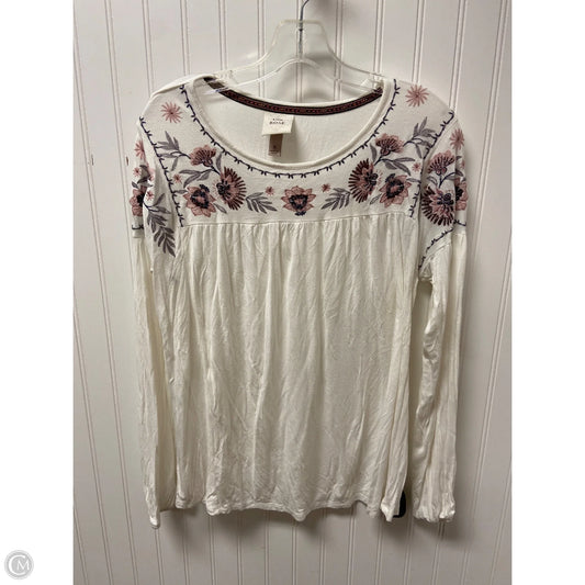Top Long Sleeve By Knox Rose In White, Size: M