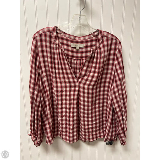 Top Long Sleeve By Loft In Plaid Pattern, Size: Lp
