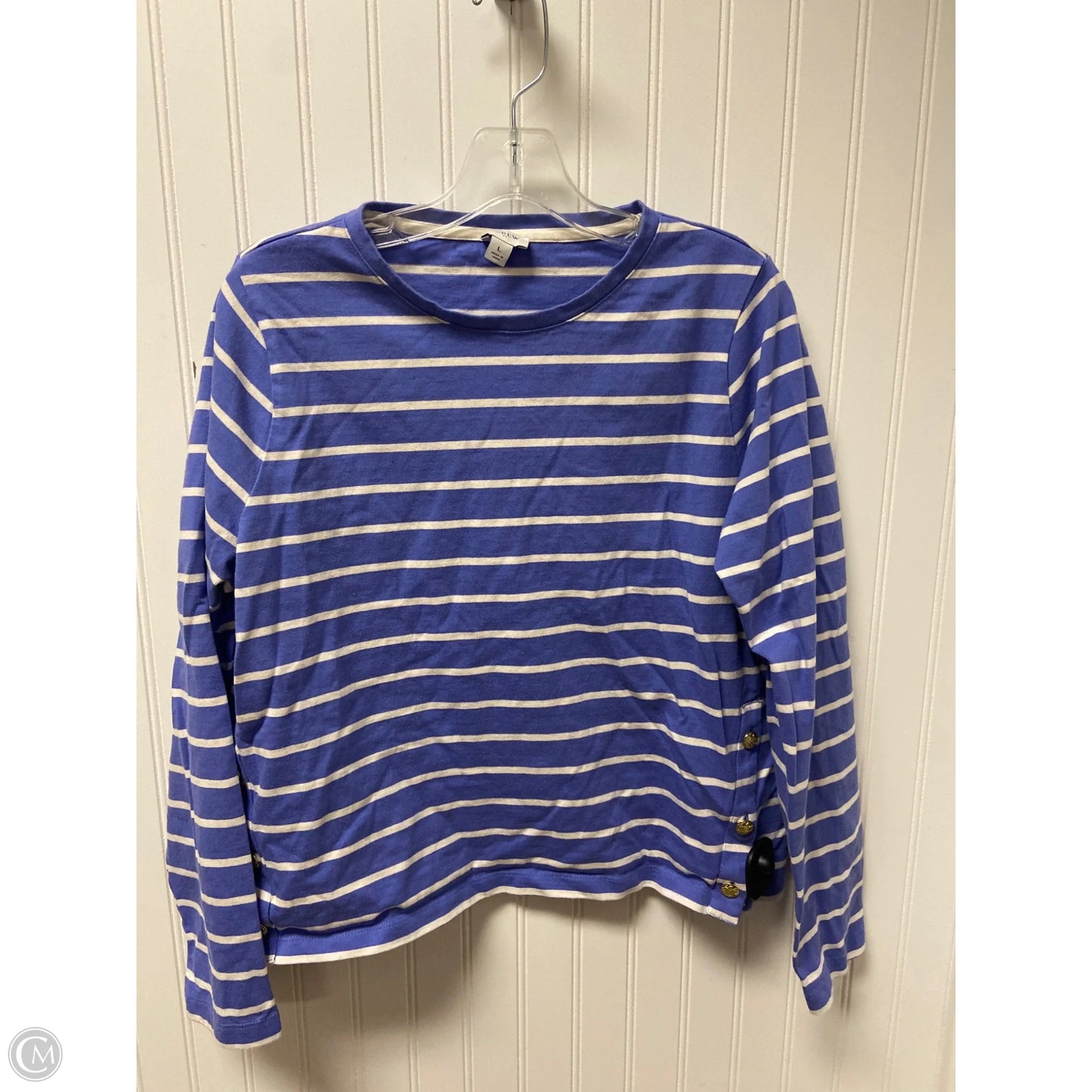 Top Long Sleeve By J. Crew In Blue & White, Size: L