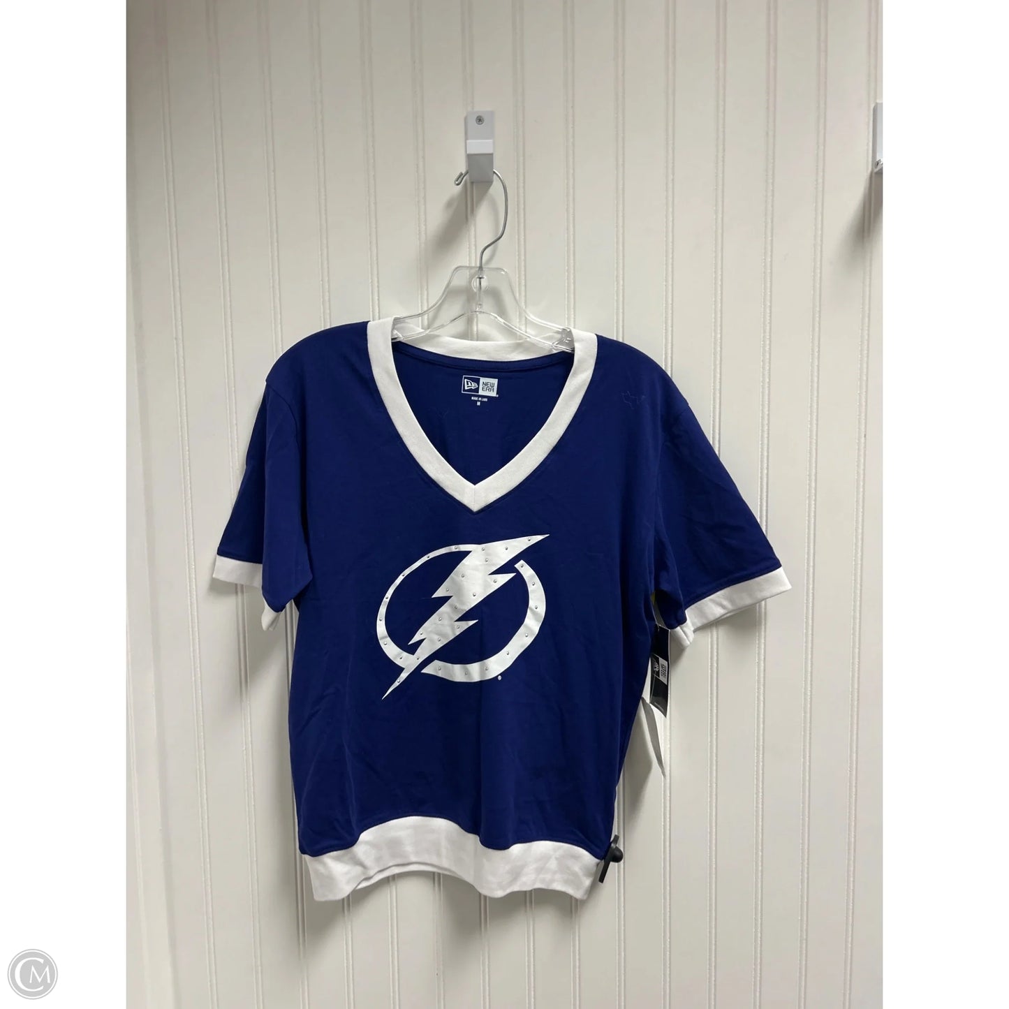 Top Short Sleeve By New Era In Blue & White, Size: M