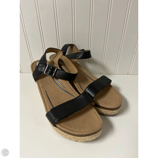 Sandals Heels Wedge By Aetrex In Black, Size: 9.5