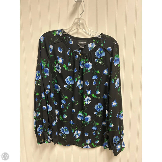 Top Long Sleeve By Liz Claiborne In Black & Blue, Size: M