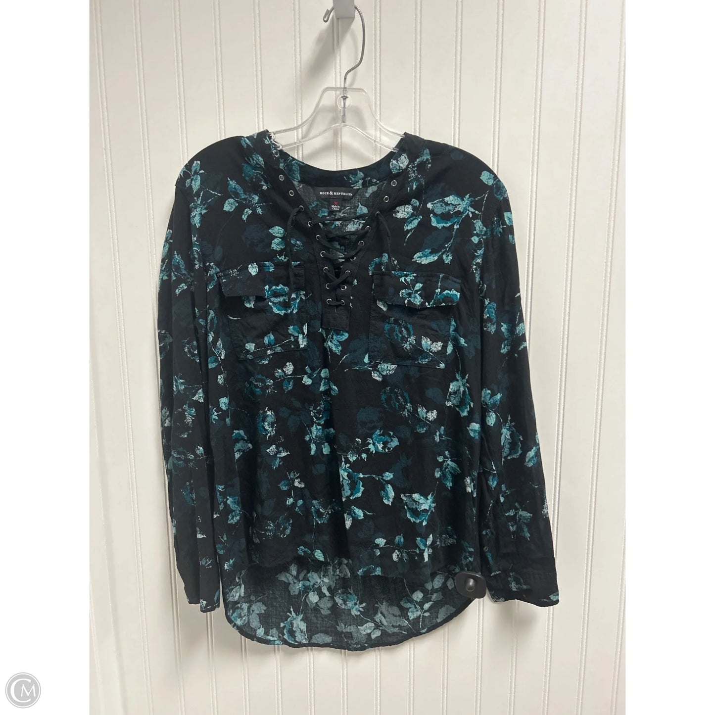Top Long Sleeve By Rock And Republic In Floral Print, Size: M