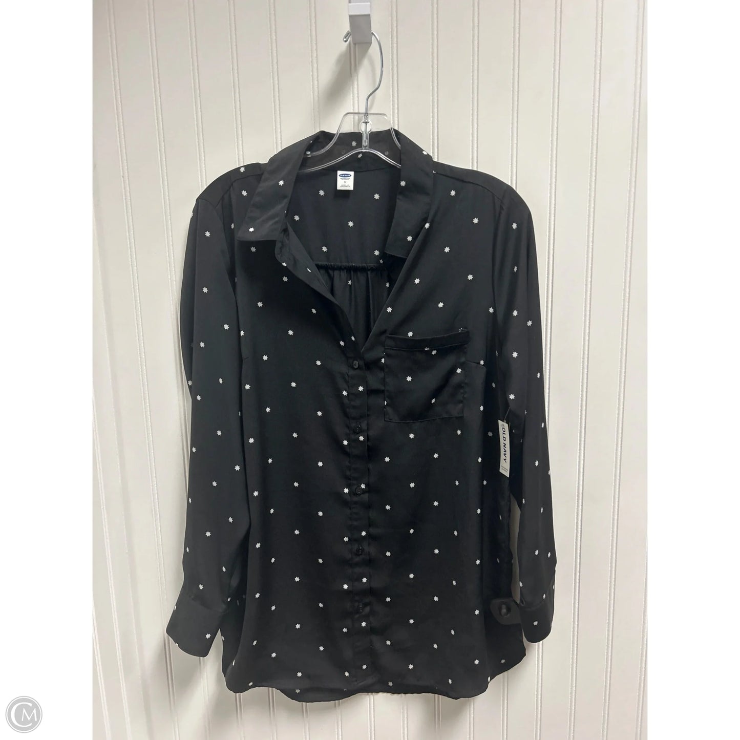 Top Long Sleeve By Old Navy In Black & White, Size: M