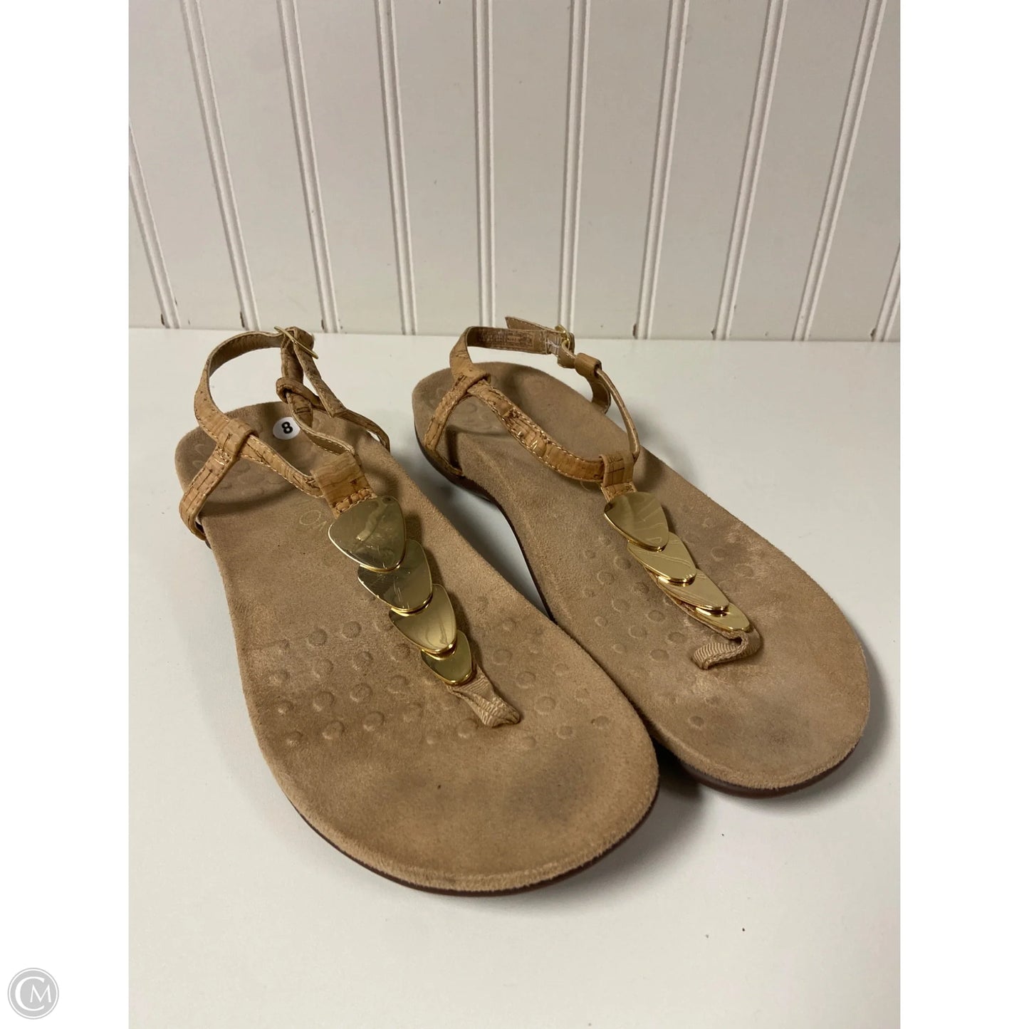 Sandals Flats By Vionic In Gold & Tan, Size: 8