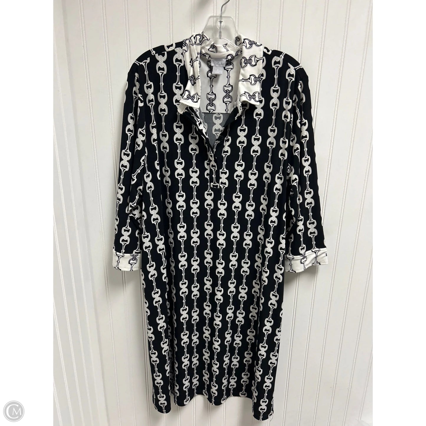 Dress Casual Midi By Chicos In Black & White, Size: Xl