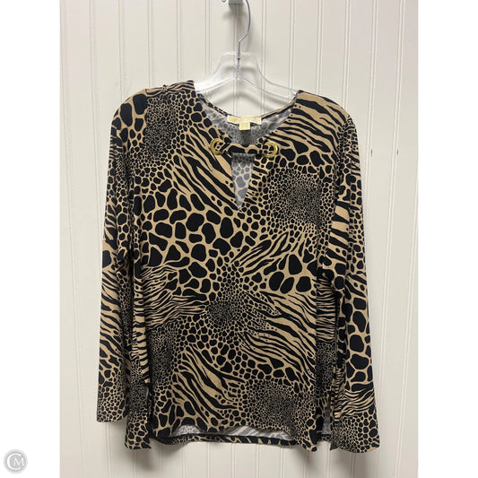Top Long Sleeve By Michael By Michael Kors In Animal Print, Size: L