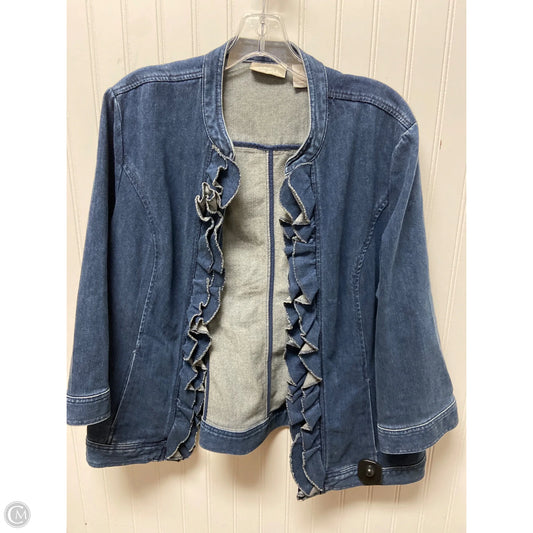 Jacket Denim By Chicos In Blue Denim, Size: Xl