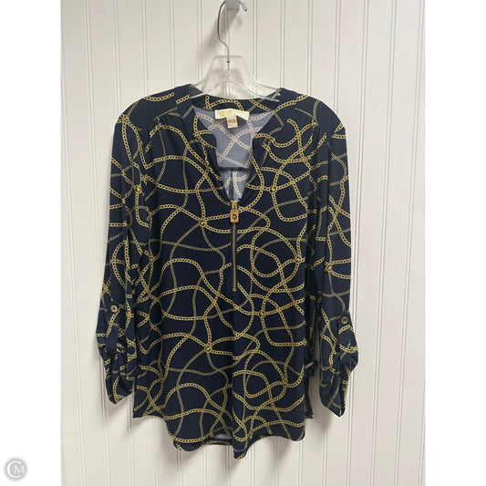 Top 3/4 Sleeve By Michael By Michael Kors In Blue & Gold, Size: S