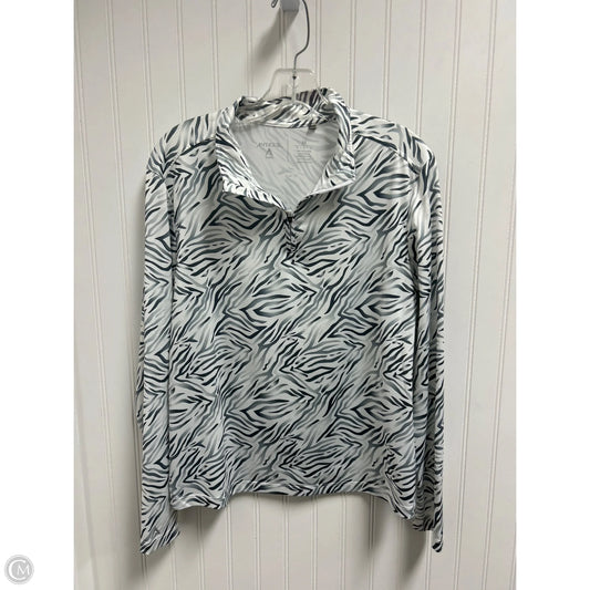 Athletic Top Long Sleeve Collar By Antigua In Grey & White, Size: M