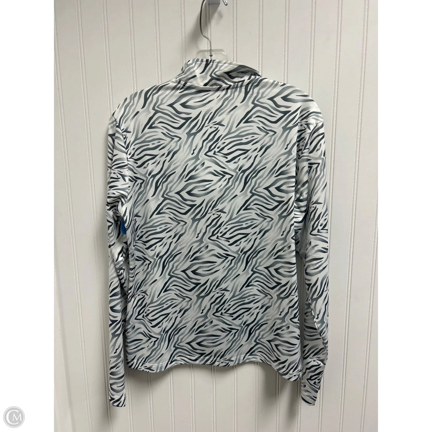 Athletic Top Long Sleeve Collar By Antigua In Grey & White, Size: M