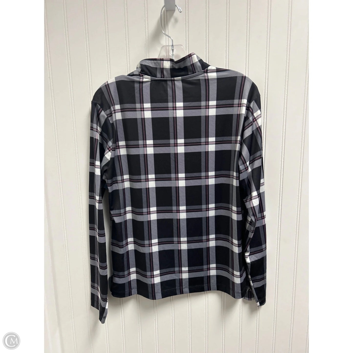 Athletic Top Long Sleeve Collar By Antigua In Plaid Pattern, Size: M