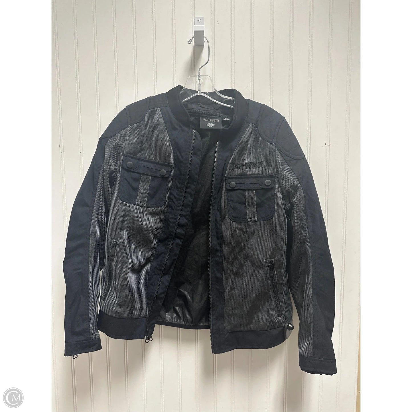 Jacket Moto By Harley Davidson In Black & Grey, Size: M
