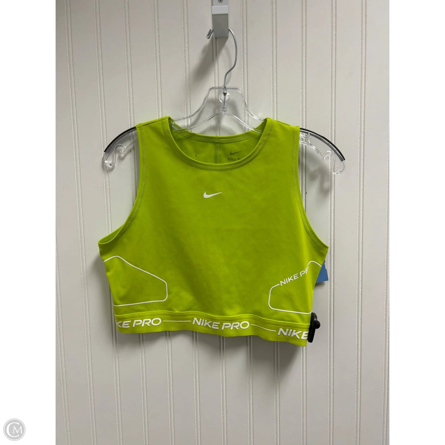 Athletic Tank Top By Nike In Green & White, Size: M