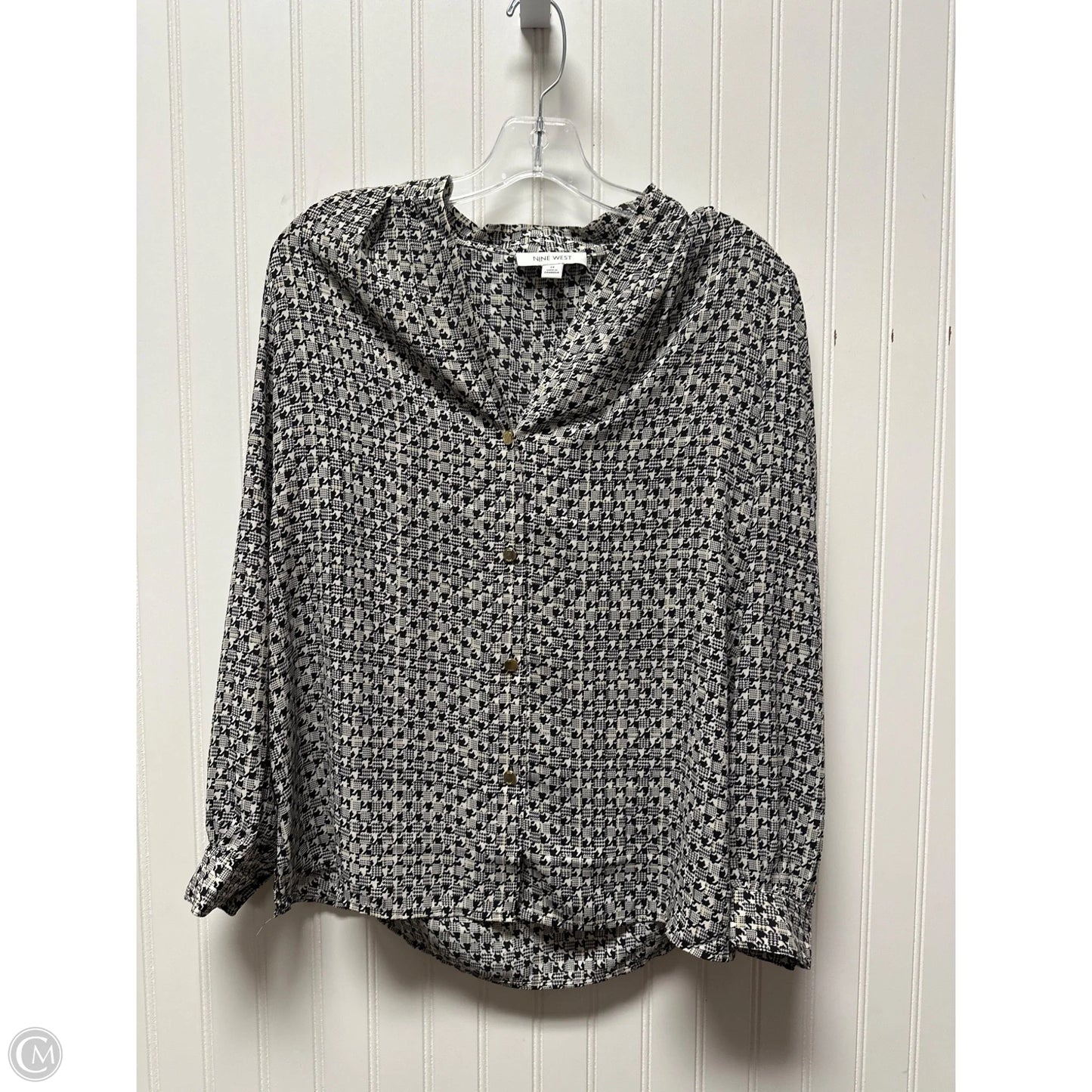 Top Long Sleeve By Nine West In Black & Cream, Size: M