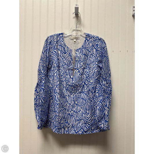 Top Long Sleeve Designer By Lilly Pulitzer In Blue & White, Size: Xs