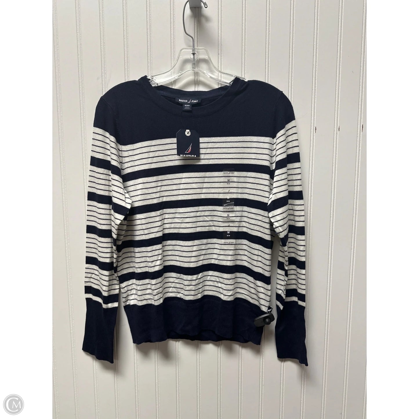Sweater By Nautica In Blue & White, Size: M