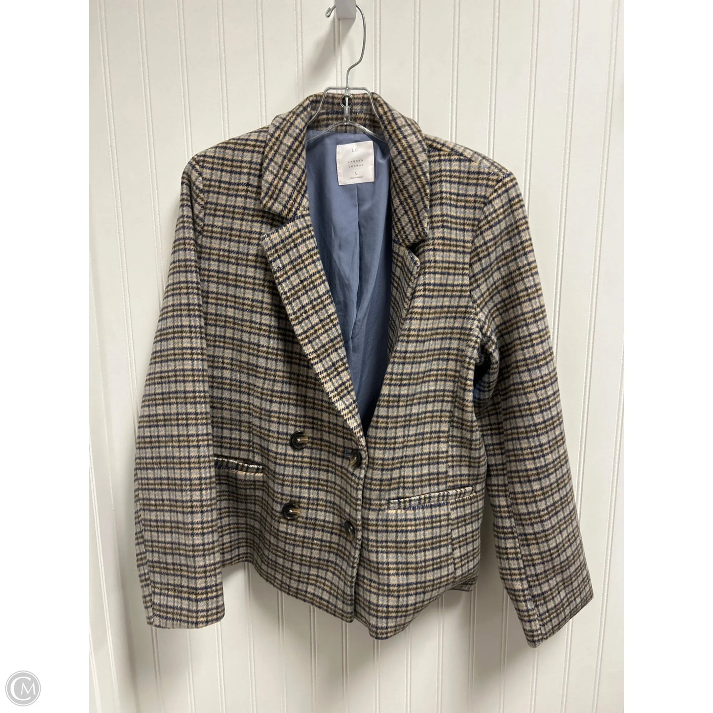 Blazer By Lc Lauren Conrad In Plaid Pattern, Size: L