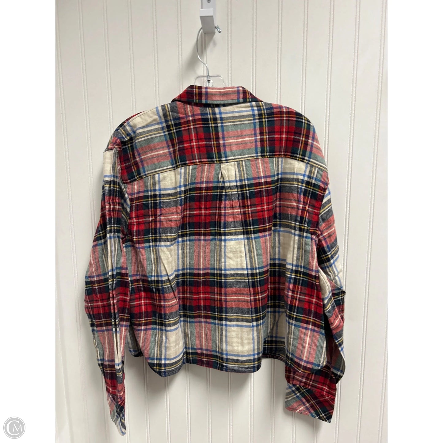 Top Long Sleeve By Gap In Plaid Pattern, Size: L
