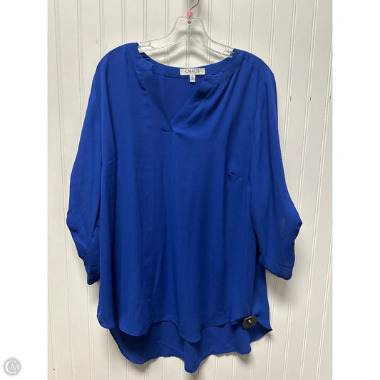 Top 3/4 Sleeve By Chaus In Blue, Size: 1x