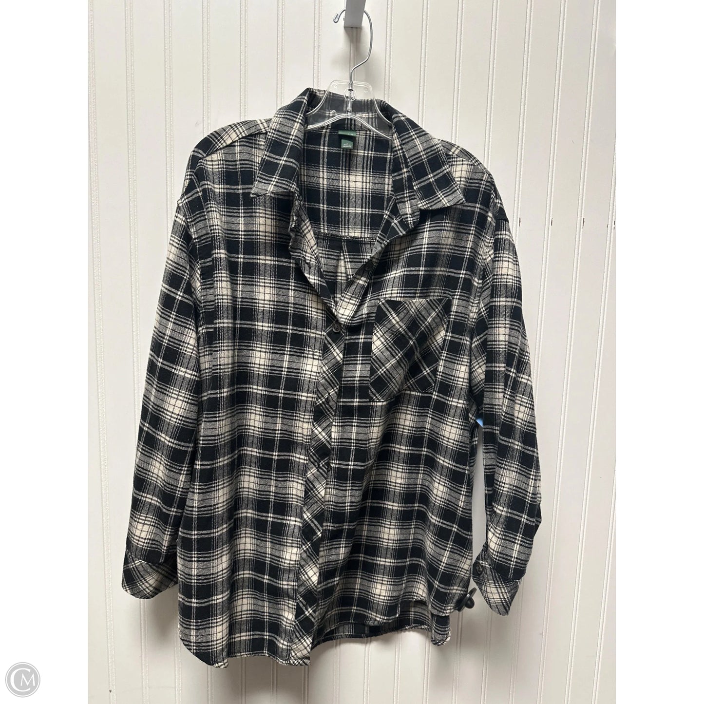 Top Long Sleeve By Wild Fable In Plaid Pattern, Size: L