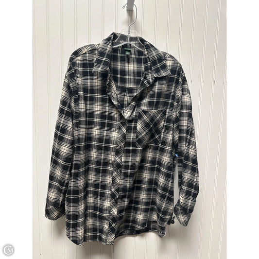 Top Long Sleeve By Wild Fable In Plaid Pattern, Size: L