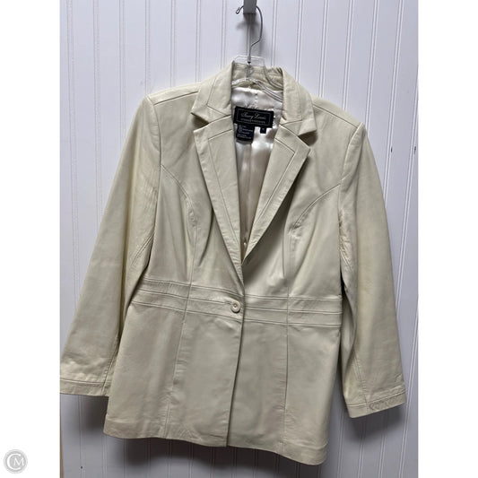 Jacket Leather By Clothes Mentor In Cream, Size: M