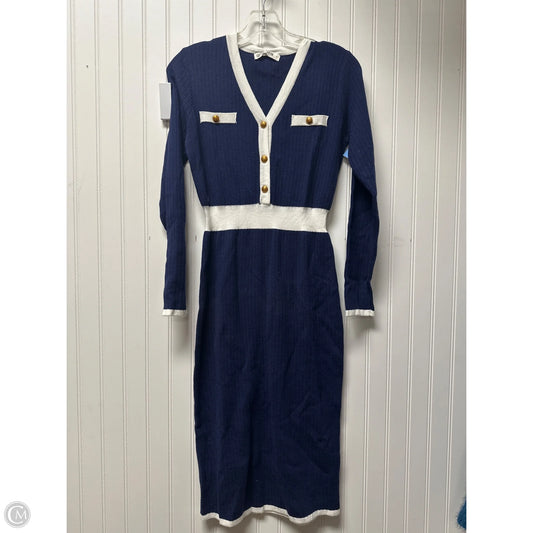 Dress Sweater By Grace Karin In Blue & White, Size: S