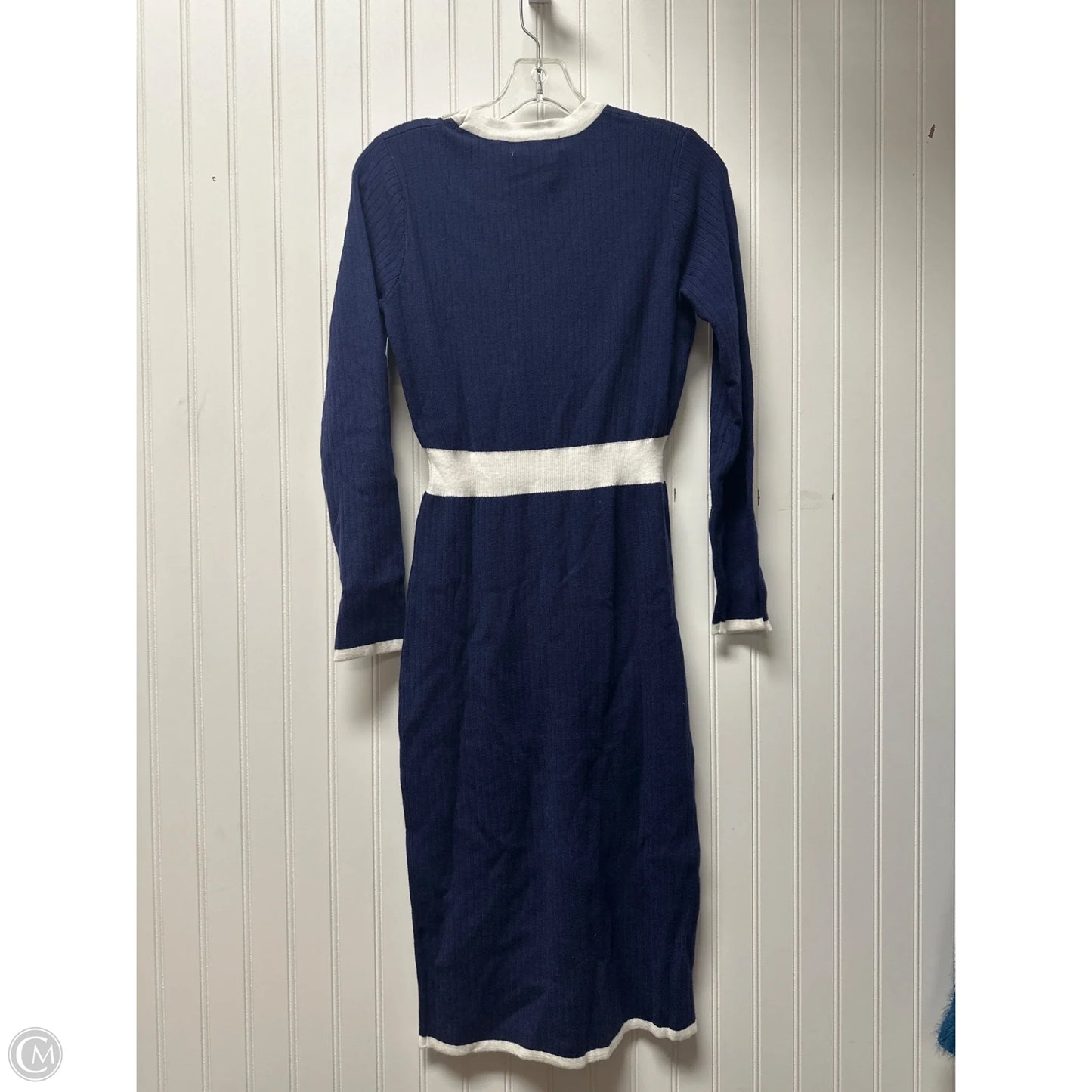 Dress Sweater By Grace Karin In Blue & White, Size: S