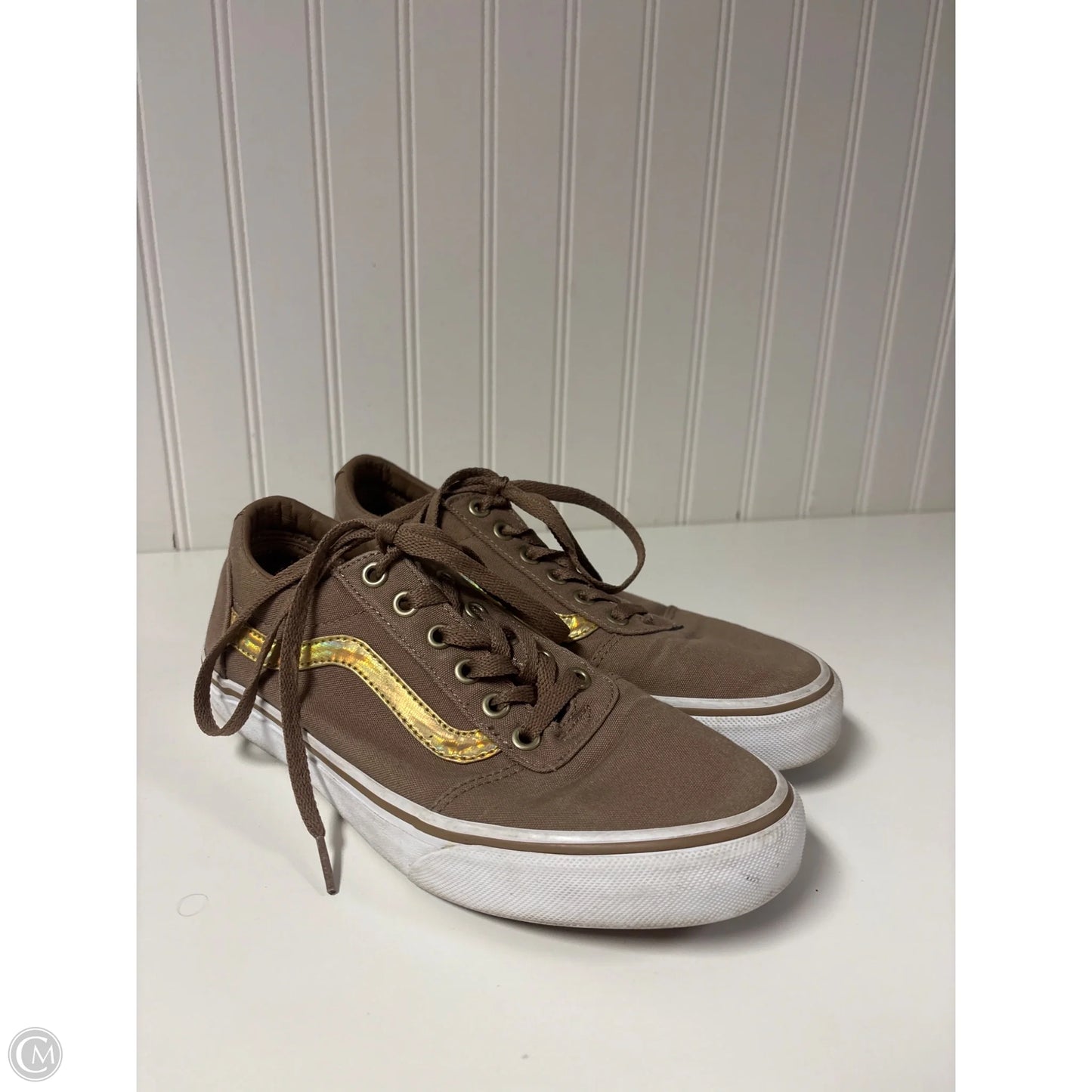 Shoes Sneakers By Vans In Brown & Gold, Size: 8