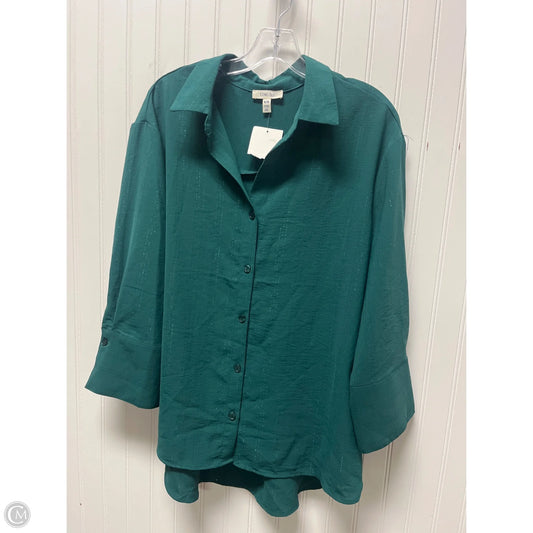 Top Long Sleeve By Como Blu In Green, Size: Xl