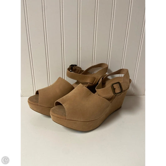 Sandals Heels Wedge By Rouge In Beige, Size: 9