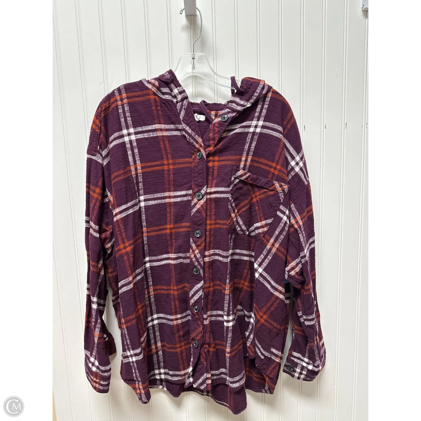 Top Long Sleeve By Maurices In Plaid Pattern, Size: 4x