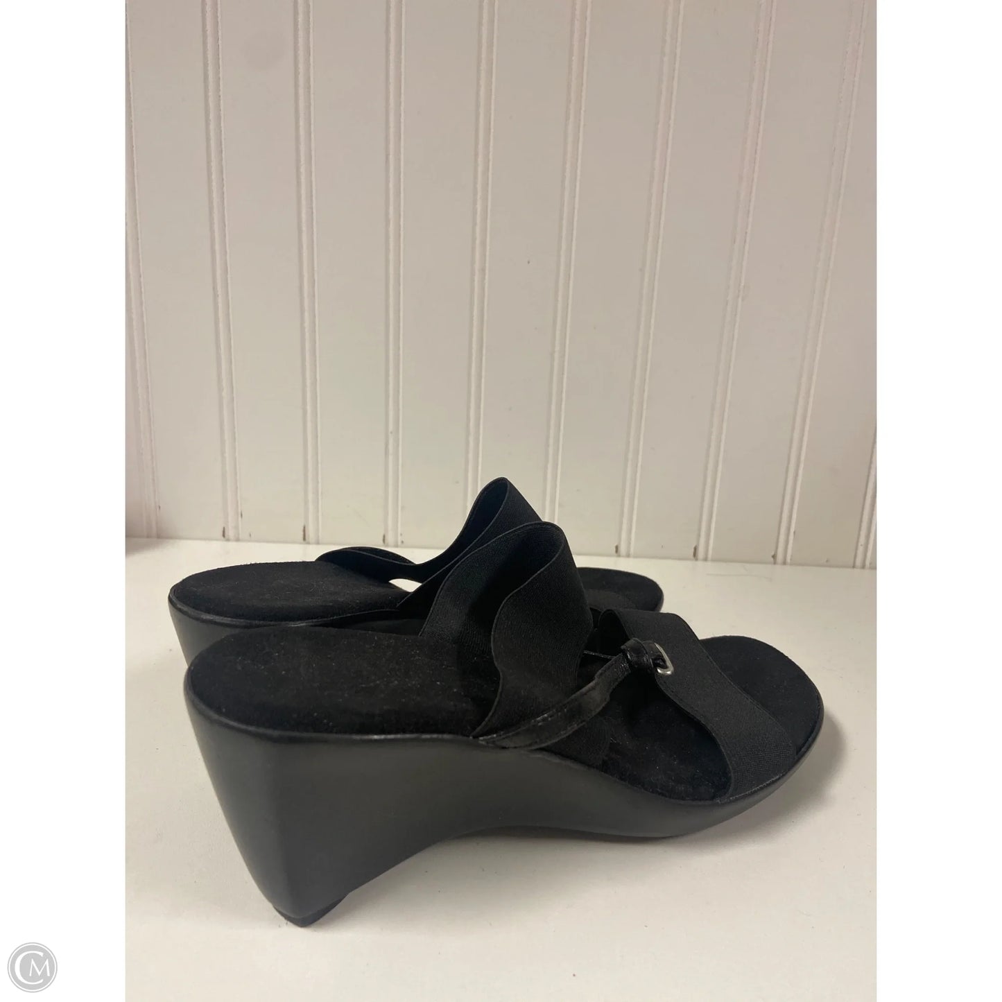 Sandals Heels Wedge By Italian Shoemakers In Black, Size: 6.5
