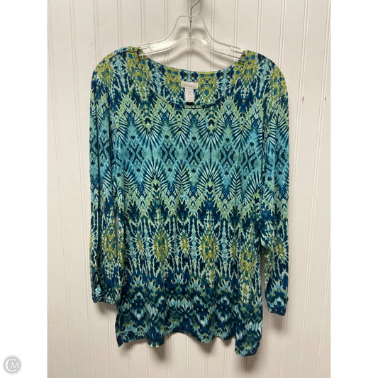Top Long Sleeve By Chicos In Blue & Green, Size: Xl