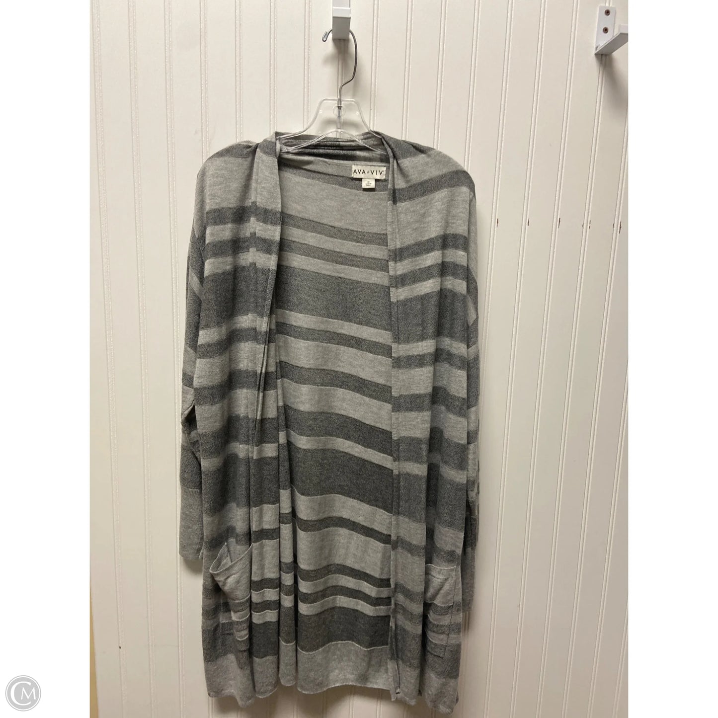 Cardigan By Ava & Viv In Grey, Size: 1x