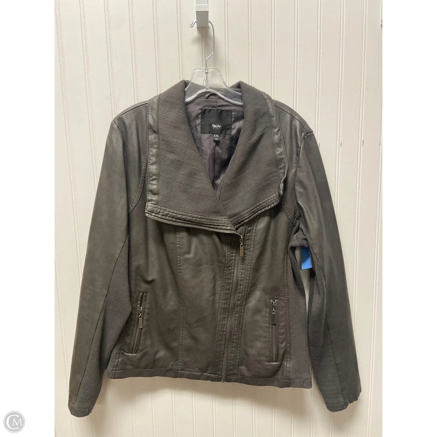 Jacket Moto By Mossimo In Grey, Size: 2x