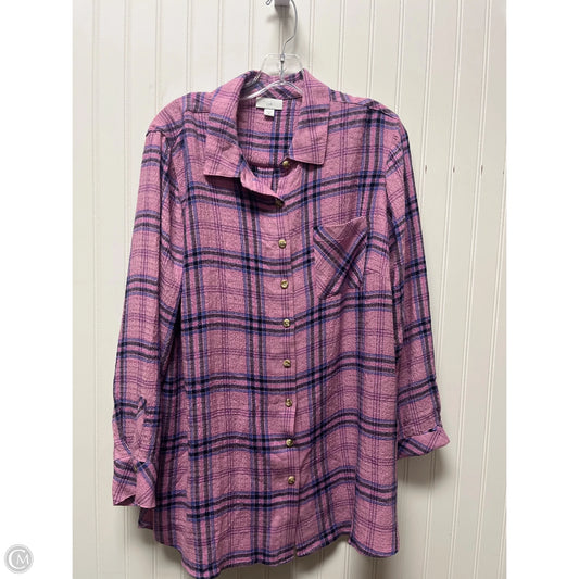 Top Long Sleeve By J. Jill In Plaid Pattern, Size: Xl