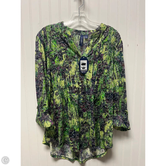 Top Long Sleeve By Clothes Mentor In Green & Purple, Size: Xl
