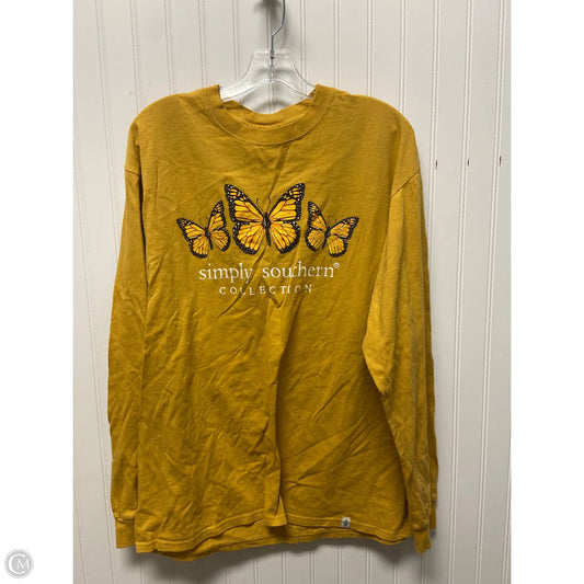 Top Long Sleeve By Simply Southern In Gold, Size: L
