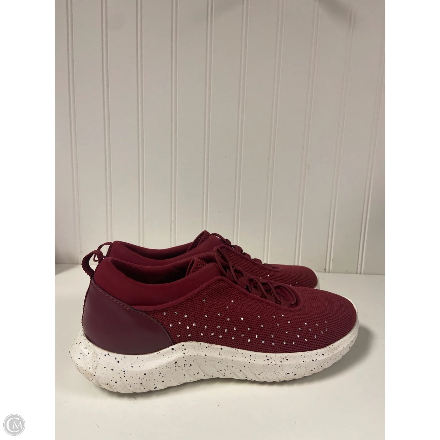 Shoes Sneakers By Clarks In Maroon, Size: 7