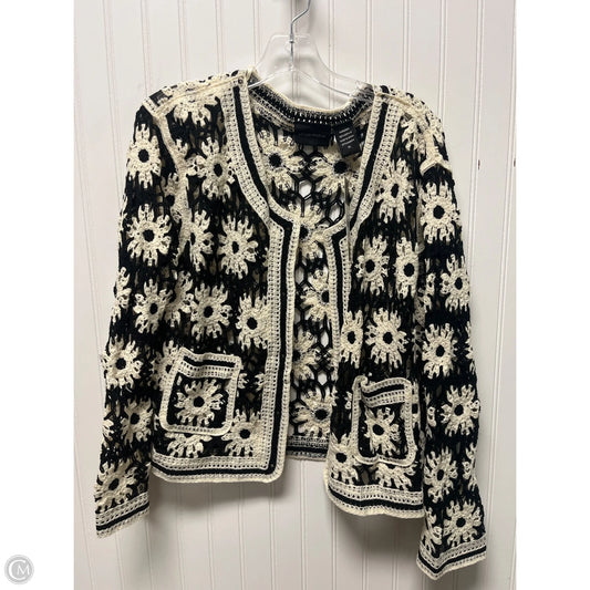 Sweater Cardigan By Clothes Mentor In Black & Cream, Size: Xl