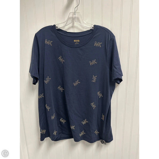Top Short Sleeve By Michael By Michael Kors In Blue & Gold, Size: Xl