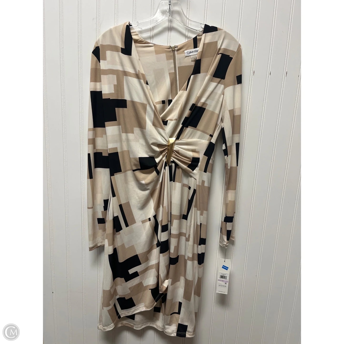 Dress Casual Midi By Calvin Klein In Black & Cream, Size: S
