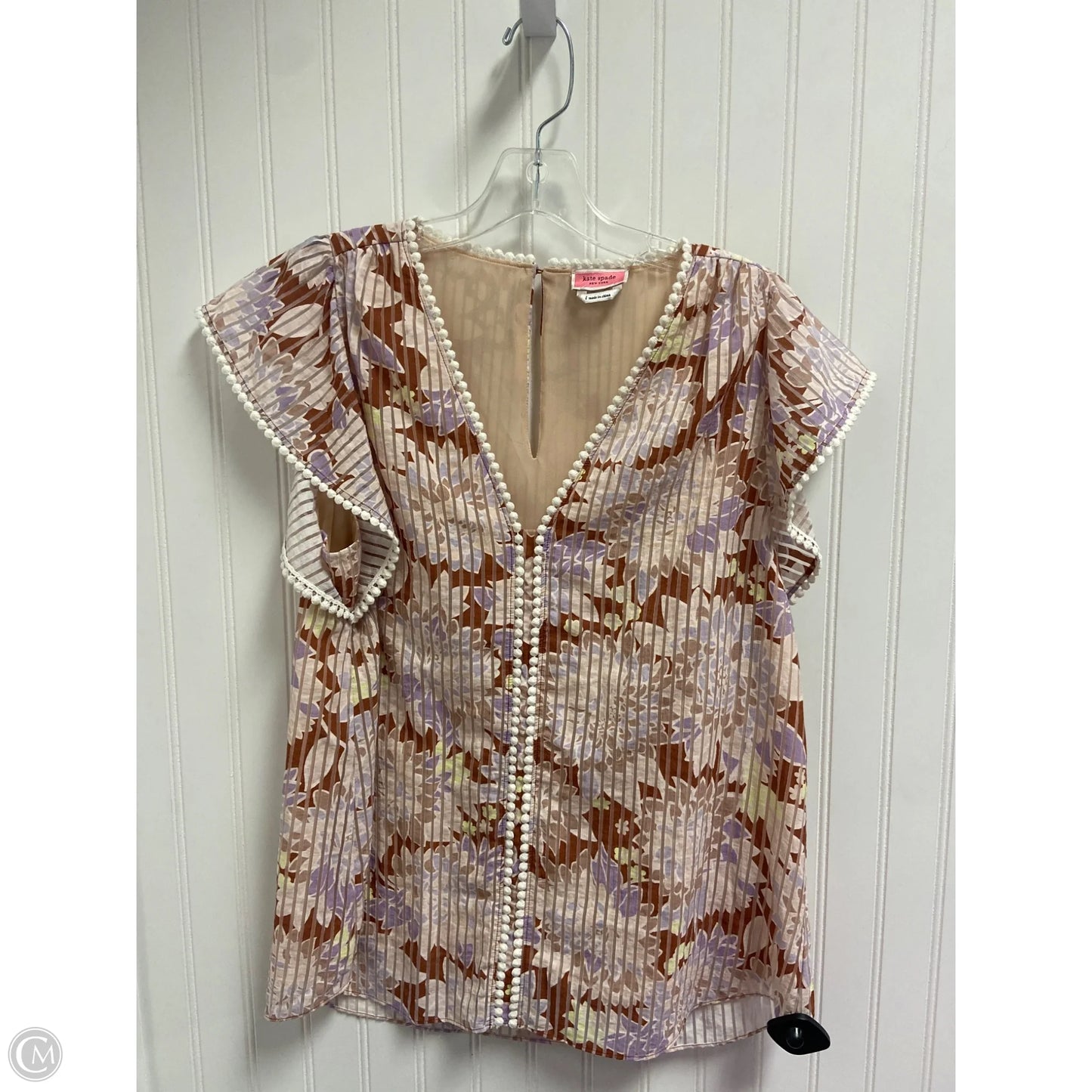 Top Short Sleeve Designer By Kate Spade In Black & Purple, Size: L